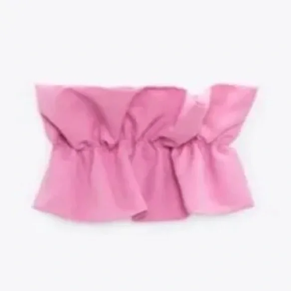 Zara Pink Ruffle Strapless Tube Top NWT - Picture 1 of 7